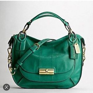 Coach Kristin green leather hobo bag. Convertible cross body.